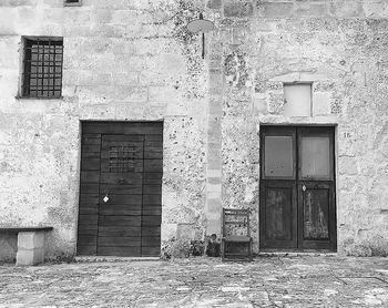 Closed door of building