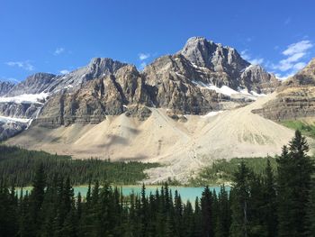 Scenic view of lake louise against blue sky