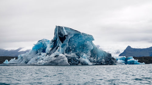 Scenic view of frozen sea against sky