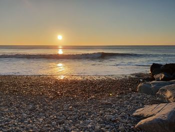 Scenic view of sea during sunset