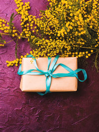 Directly above shot of purple flower on table