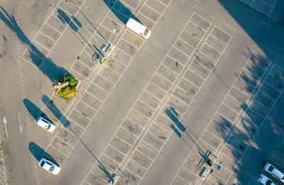 High angle view of vehicles on road