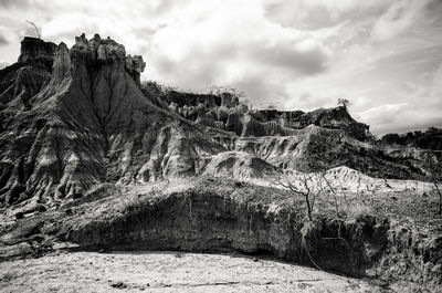 Panoramic view of rock formations on landscape against sky in tanzania