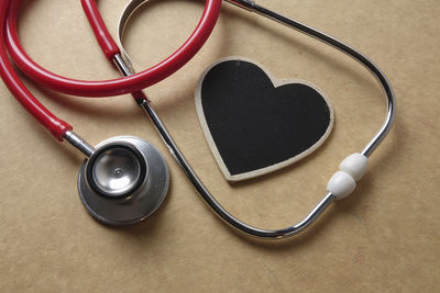 High angle view of heart shape on table