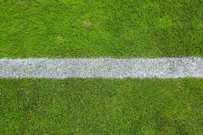 High angle view of soccer field