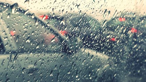 Close-up of water drops on glass