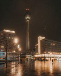 Illuminated buildings at night