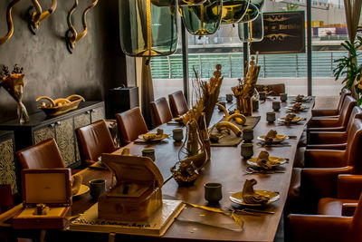Chairs and tables in restaurant