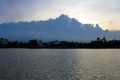 Scenic view of sea against sky at sunset