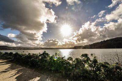 Scenic view of lake against sky