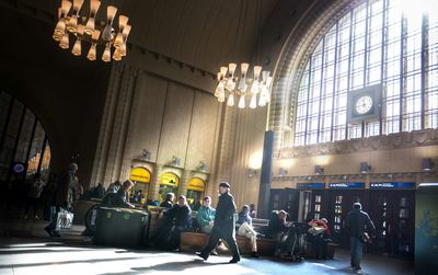View of illuminated tunnel