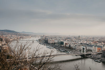 High angle view of bridge over river against sky