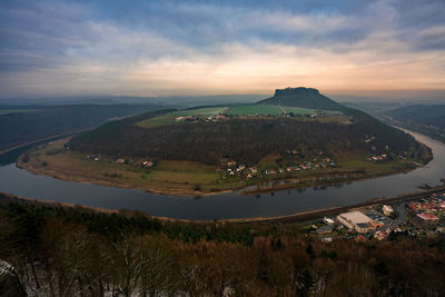 Scenic view of landscape against sky during sunset