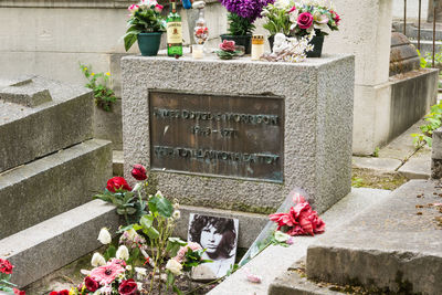 Flower pots at cemetery