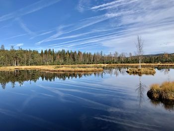 Scenic view of lake against sky