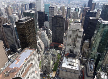 High angle view of buildings in city