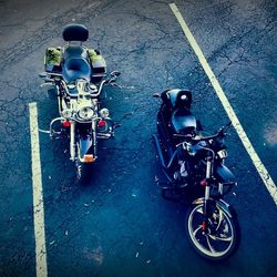 Motorcycle parked on road