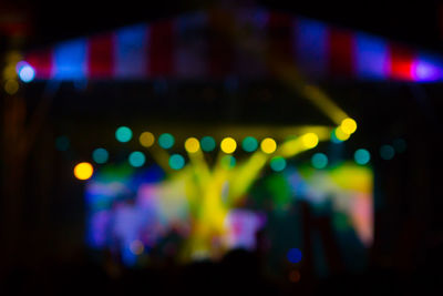 Defocused image of illuminated lights at night