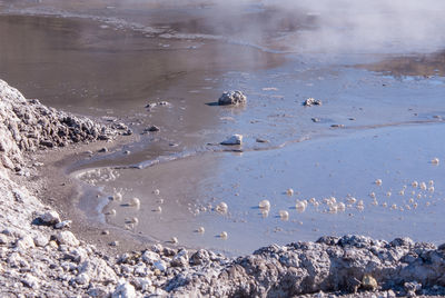 Bubbles in hot mud