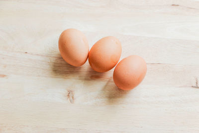 High angle view of eggs on table