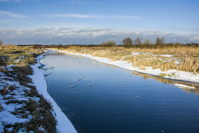 Little uherka river in eastern poland, winter day