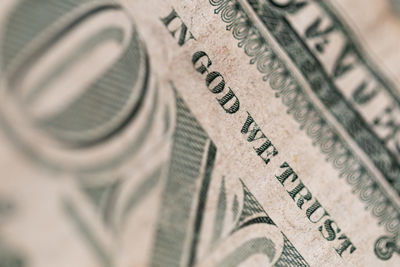 Close-up of paper currency