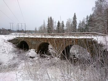 Bridge against clear sky during winter