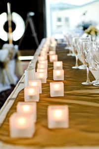 Close-up of glasses on table