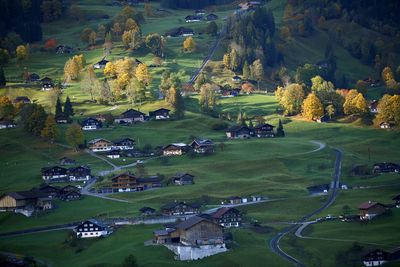 High angle view of golf course