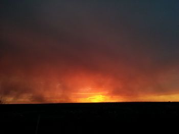 Silhouette landscape against sky at sunset