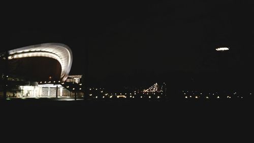 View of illuminated city at night