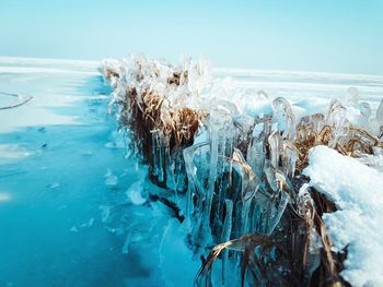 Panoramic view of frozen sea during winter