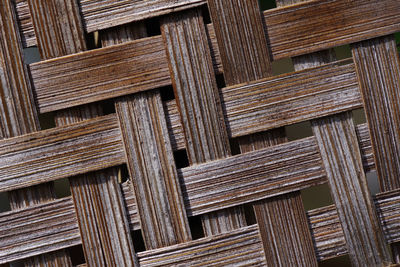 Close-up view of the rustic bamboo weaving