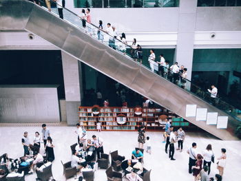 High angle view of people in stadium