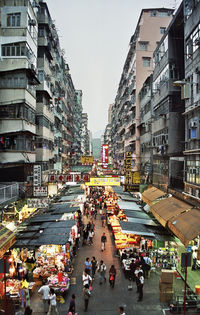 People walking on city street