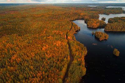 High angle view of river along landscape