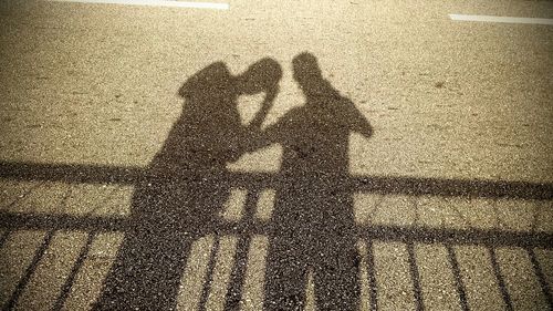 Shadow of couple on road