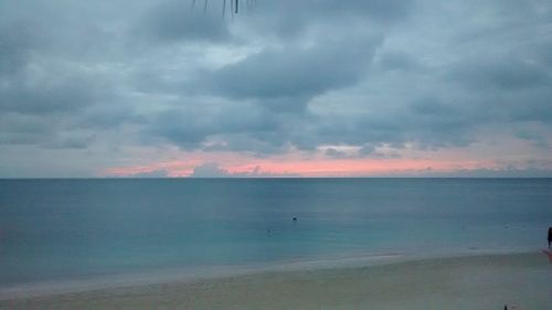 Scenic view of sea against cloudy sky