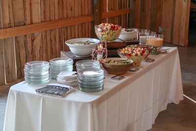 View of breakfast on table