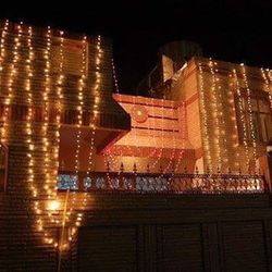 Low angle view of illuminated building