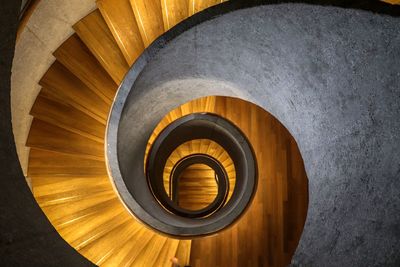 High angle view of spiral staircase