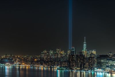 Illuminated cityscape at night