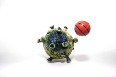 Close-up of a stuffed toy over white background