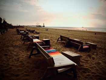 Deck chairs on beach