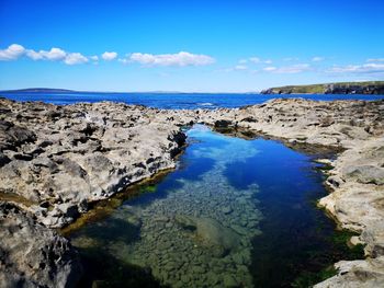 Scenic view of rock pool against sky