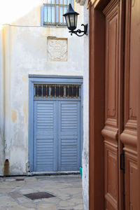 Closed door of building