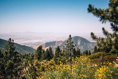 Scenic view of mountains against clear sky