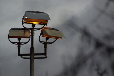 Low angle view of street light against sky