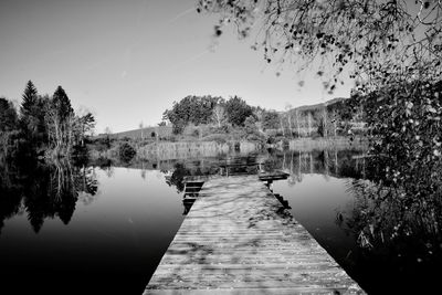 Scenic view of lake against clear sky