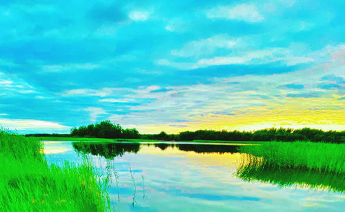 Scenic view of lake against sky